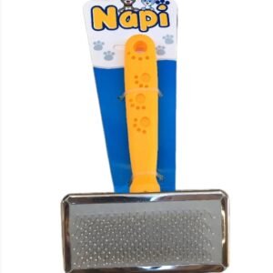 Rasqueadeira para Cães e Gatos Amarela com Cabo de Plástico