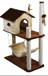 Arranhador para Gatos com Casinha e Rede